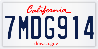 CA license plate 7MDG914