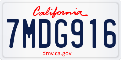 CA license plate 7MDG916