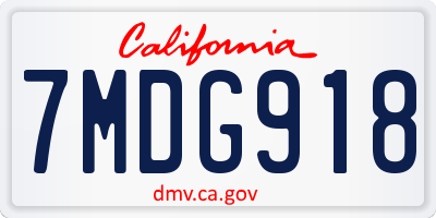CA license plate 7MDG918