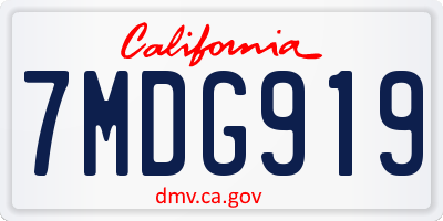 CA license plate 7MDG919