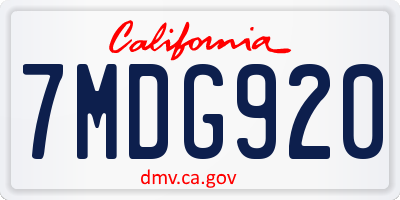 CA license plate 7MDG920