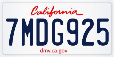 CA license plate 7MDG925