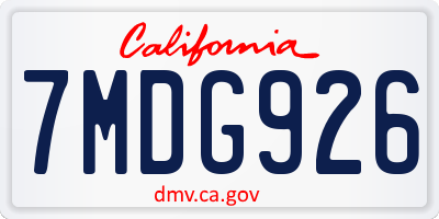 CA license plate 7MDG926