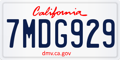 CA license plate 7MDG929