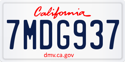 CA license plate 7MDG937