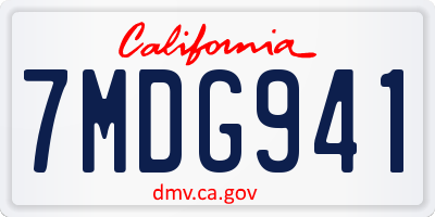 CA license plate 7MDG941