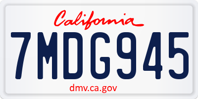 CA license plate 7MDG945