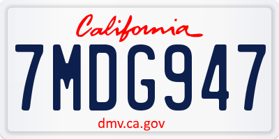 CA license plate 7MDG947