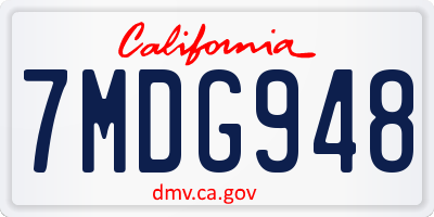 CA license plate 7MDG948