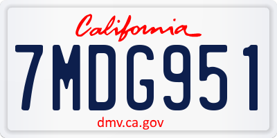 CA license plate 7MDG951