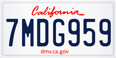 CA license plate 7MDG959