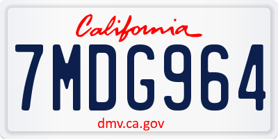 CA license plate 7MDG964