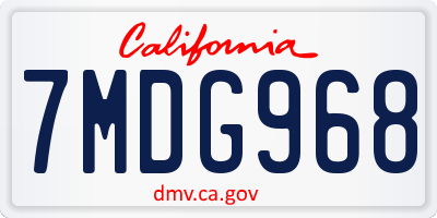CA license plate 7MDG968