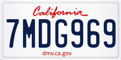 CA license plate 7MDG969