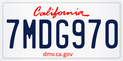 CA license plate 7MDG970