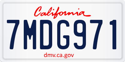 CA license plate 7MDG971
