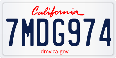 CA license plate 7MDG974