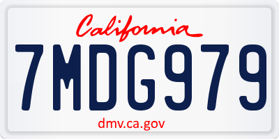 CA license plate 7MDG979