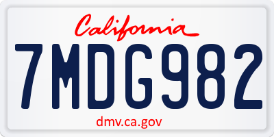 CA license plate 7MDG982