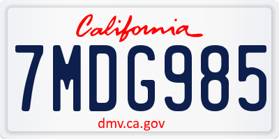 CA license plate 7MDG985