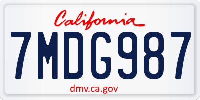 CA license plate 7MDG987