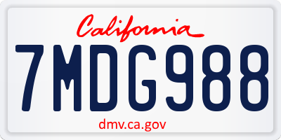 CA license plate 7MDG988