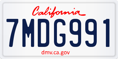 CA license plate 7MDG991