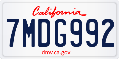 CA license plate 7MDG992