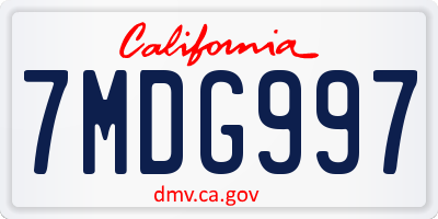 CA license plate 7MDG997