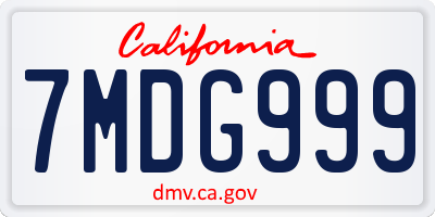 CA license plate 7MDG999