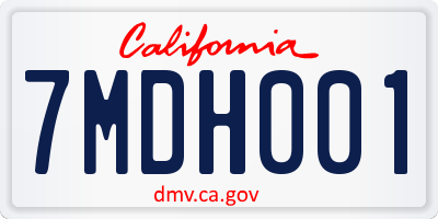 CA license plate 7MDH001