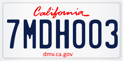 CA license plate 7MDH003