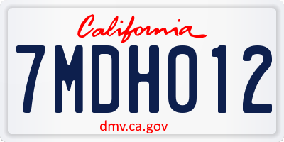 CA license plate 7MDH012