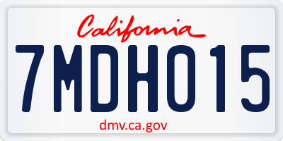CA license plate 7MDH015