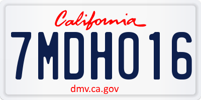 CA license plate 7MDH016