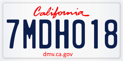 CA license plate 7MDH018