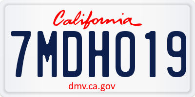 CA license plate 7MDH019