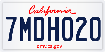 CA license plate 7MDH020