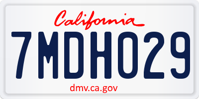 CA license plate 7MDH029