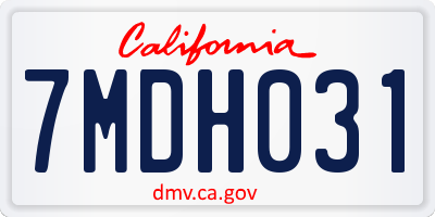 CA license plate 7MDH031