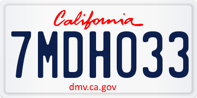 CA license plate 7MDH033