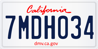 CA license plate 7MDH034