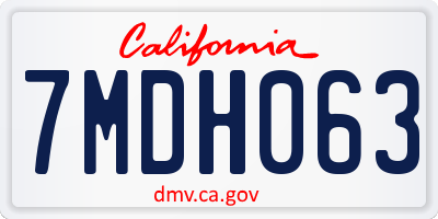 CA license plate 7MDH063