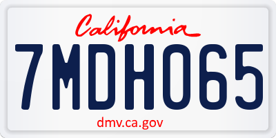 CA license plate 7MDH065