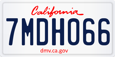 CA license plate 7MDH066