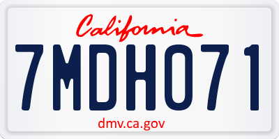 CA license plate 7MDH071