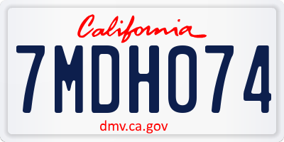 CA license plate 7MDH074