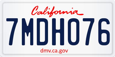 CA license plate 7MDH076