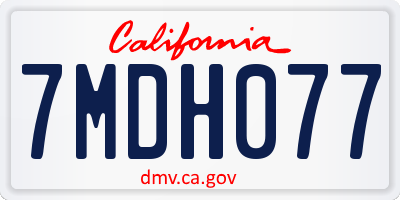CA license plate 7MDH077