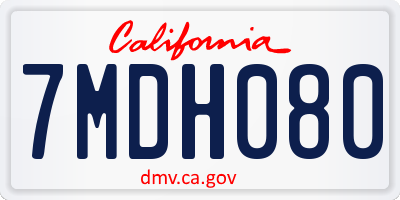 CA license plate 7MDH080
